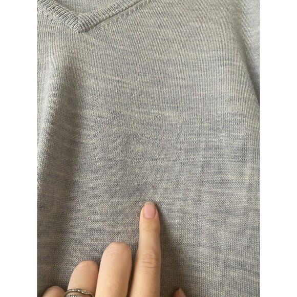 Fairlane 100% Merino Wool V Neck Sweater Mens Size XL Marled Light Gray - Picture 10 of 10